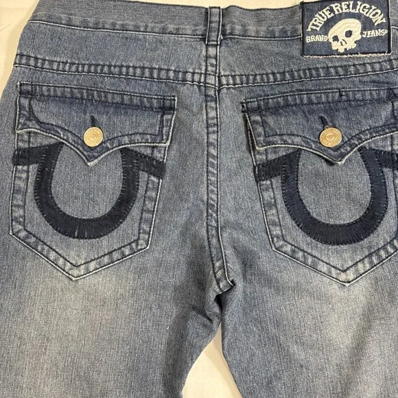 JEANS TRUE STRAIGHT RELIGION MEN 36X34 VTGSTYLE 24-870BRBTE Skull PATCH USA